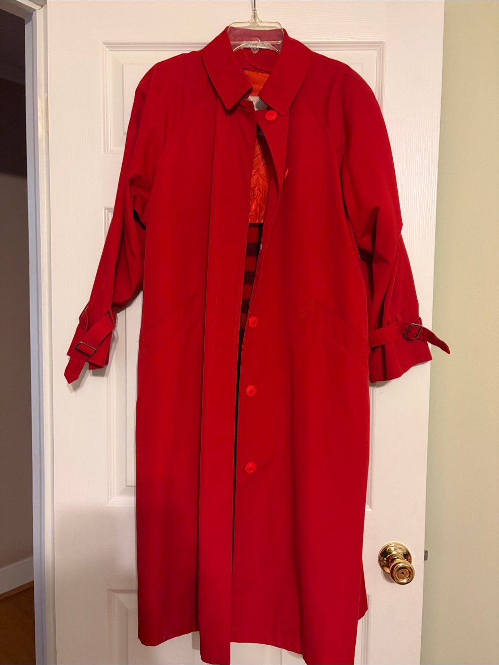 Red Women's Trench Coat by Misty Harbor
